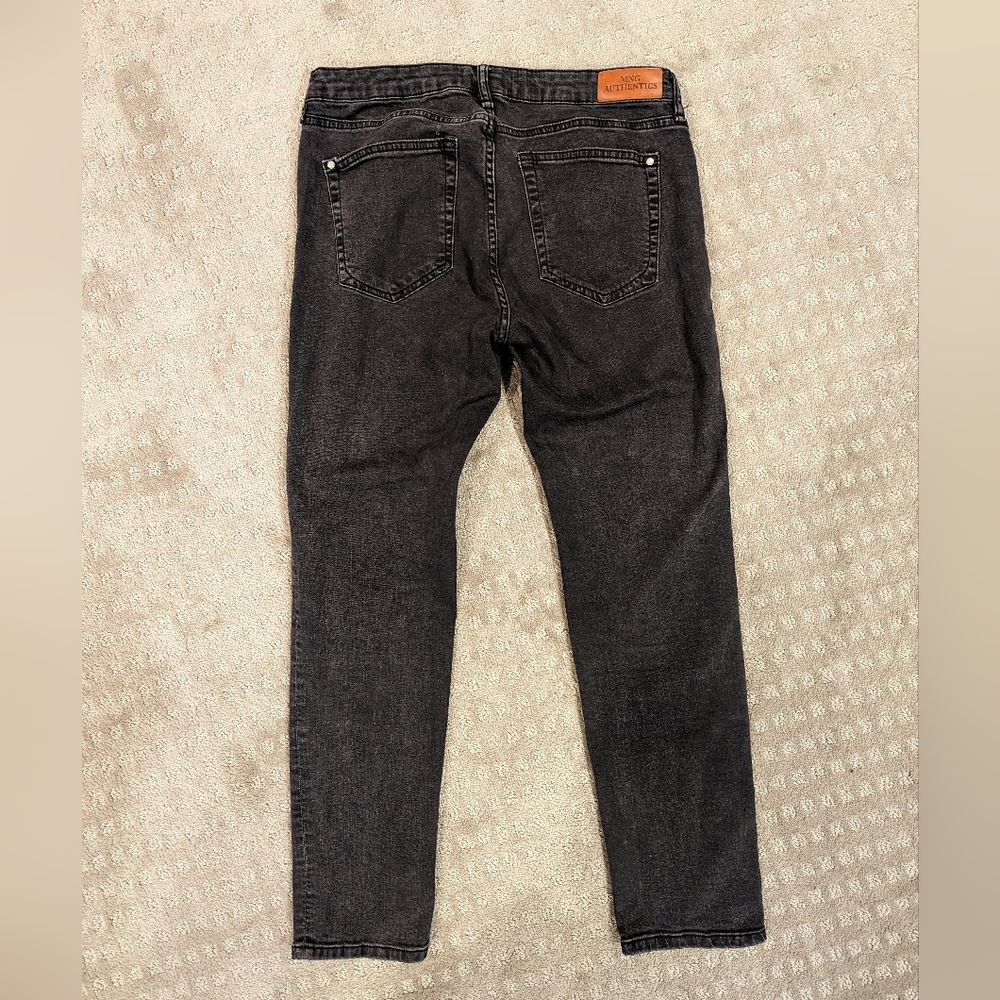 Mango Straight Leg Mid Rise Cropped Jeans Size 10 Faded Black - Picture 9 of 11